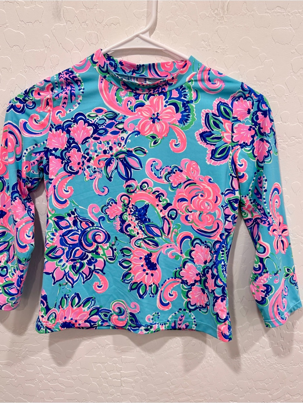 Lilly Pulitzer Long Sleeve Rashguard Swim Top Girls 12 Paisley Colorful Beach